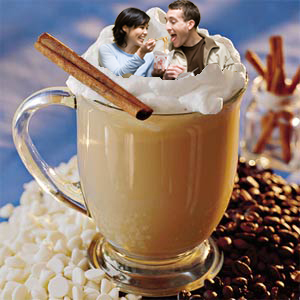 Man and woman relaxing in a latte