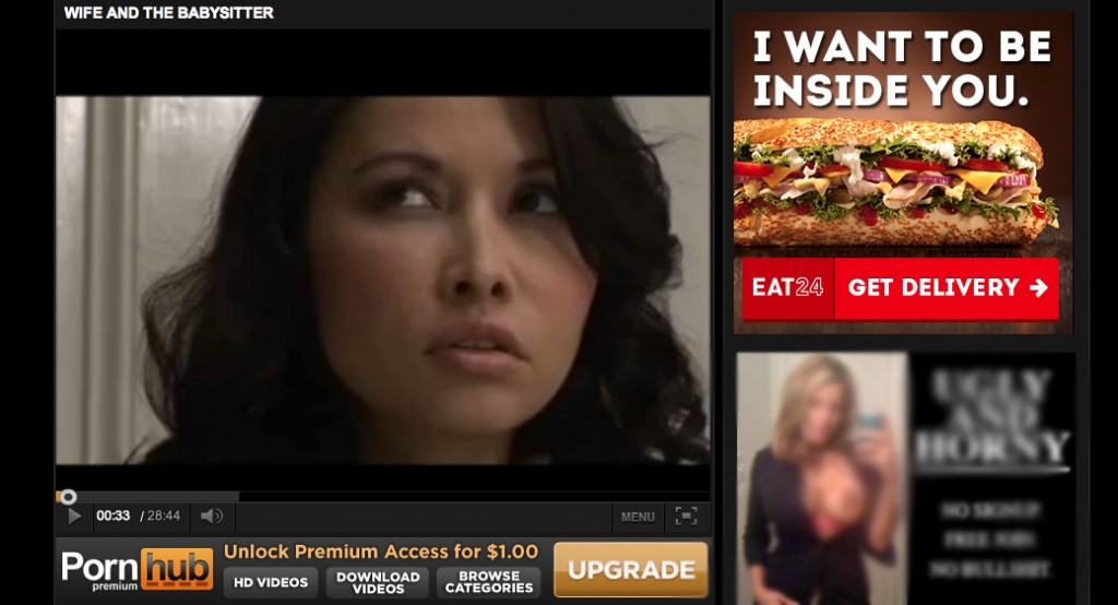 Eat24 porn banner ad - sandwich wants to be inside you