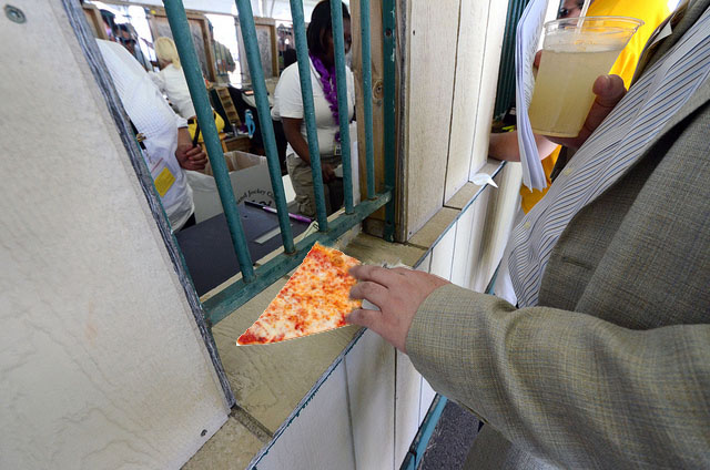 Betting with a slice of pizza.