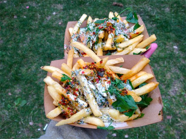 Yes, Chimichurri Fries are totally a thing. Photo: Jay Barmann/GrubStreet