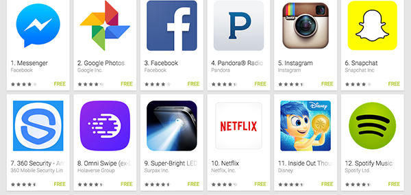 a few of the top Android apps.